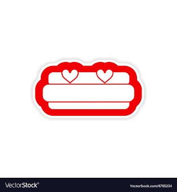 Paper sticker on white background bed Honeymoon vector image