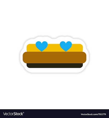 Paper sticker on white background bed Honeymoon vector image