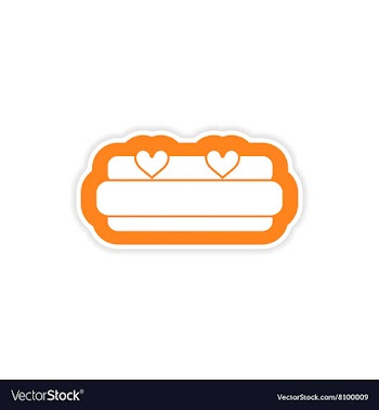 Paper sticker on white background bed Honeymoon vector image