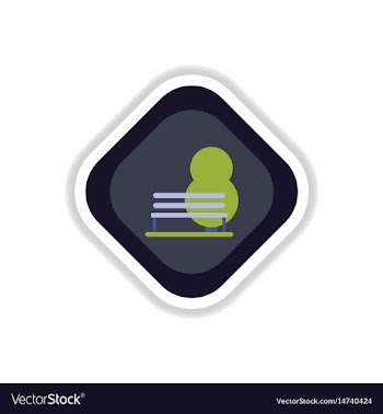 Paper sticker on white background bench tree vector image