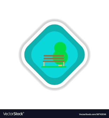 Paper sticker on white background bench tree vector image