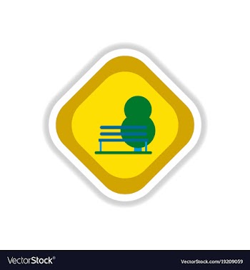 Paper sticker on white background bench tree vector image