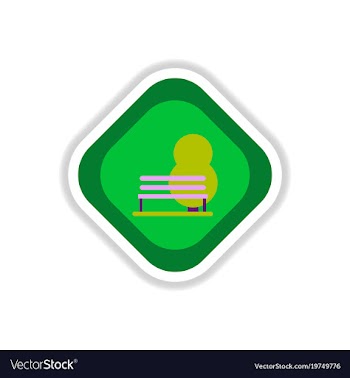 Paper sticker on white background bench tree vector image