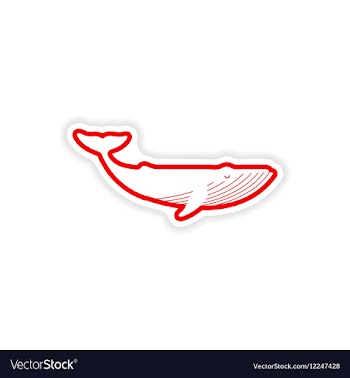 Paper sticker on white background blue whale vector image