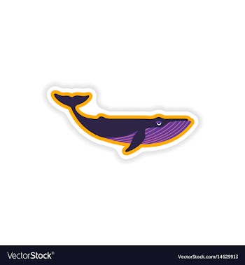 Paper sticker on white background blue whale vector image