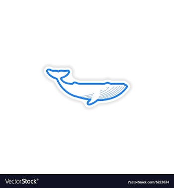 Paper sticker on white background blue whale vector image