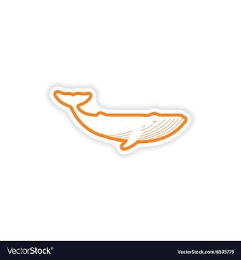 Paper sticker on white background blue whale vector image