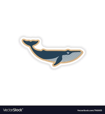 Paper sticker on white background blue whale vector image