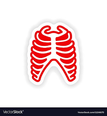 Paper sticker on white background bone ribs vector image