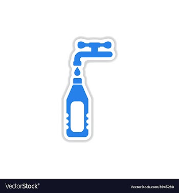 Paper sticker on white background bottle water vector image