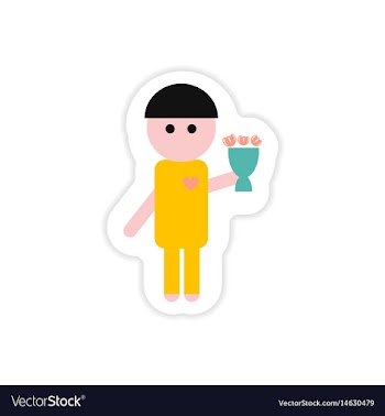 Paper sticker on white background bouquet boy vector image
