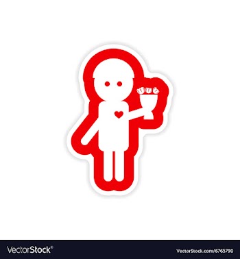 Paper sticker on white background bouquet boy vector image