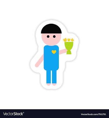 Paper sticker on white background bouquet boy vector image