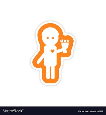 Paper sticker on white background bouquet boy vector image