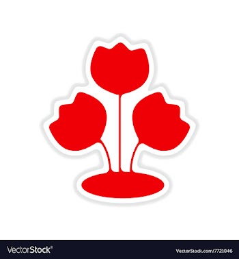 Paper sticker on white background bouquet of vector image