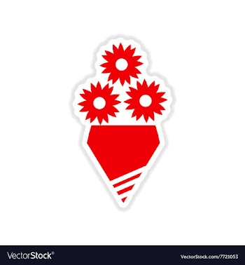 Paper sticker on white background bouquet of vector image