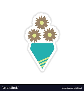 Paper sticker on white background bouquet of vector image