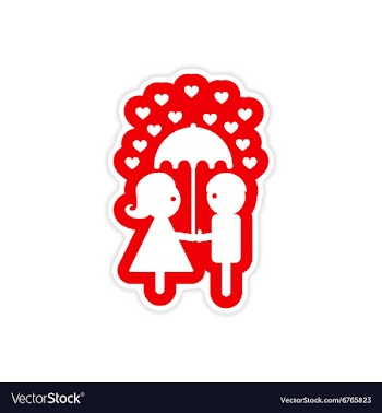 Paper sticker on white background boy girl vector image