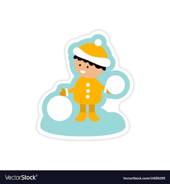 Paper sticker on white background boy playing vector image