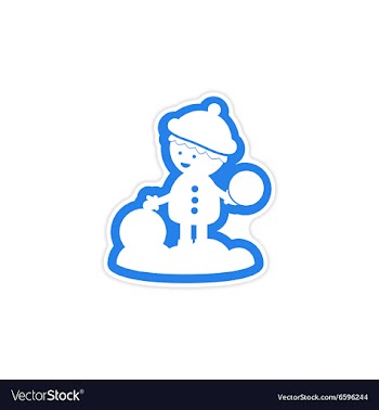 Paper sticker on white background boy playing vector image