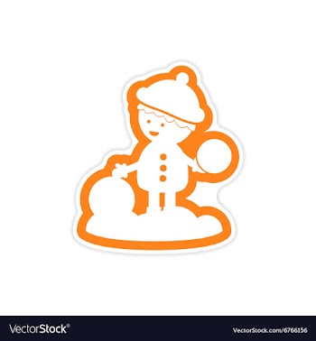 Paper sticker on white background boy playing vector image