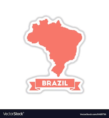 Paper sticker on white background Brazil map vector image