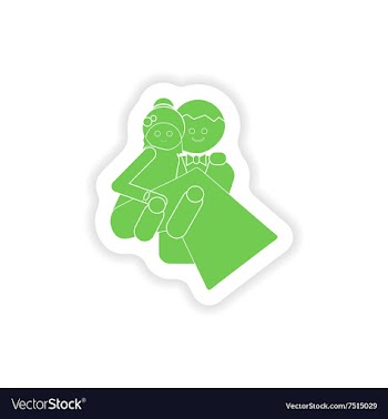 Paper sticker on white background bride and groom vector image