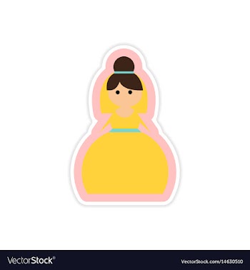 Paper sticker on white background bride dress vector image