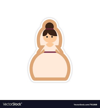 Paper sticker on white background Bride dress vector image