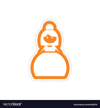Paper sticker on white background Bride dress vector image