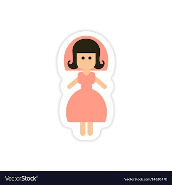 Paper sticker on white background bride in dress vector image