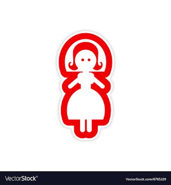 Paper sticker on white background bride in dress vector image