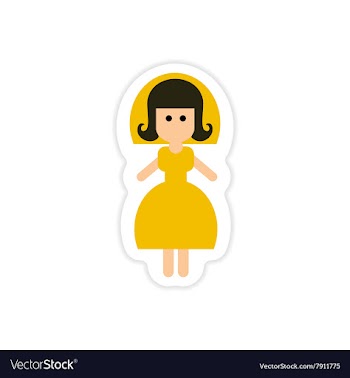 Paper sticker on white background bride in dress vector image