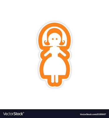Paper sticker on white background bride in dress vector image