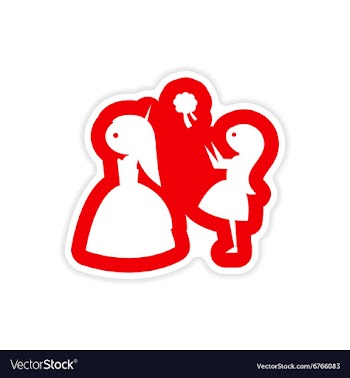 Paper sticker on white background bride throws vector image