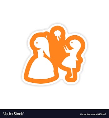 Paper sticker on white background bride throws vector image