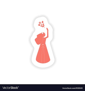 Paper sticker on white background bride throws vector image