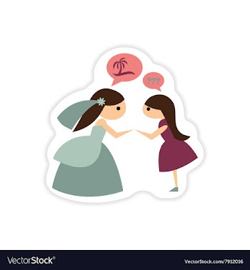 Paper sticker on white background Bride with vector image