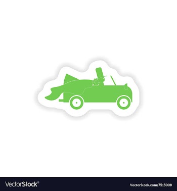 Paper sticker on white background bridegroom car vector image
