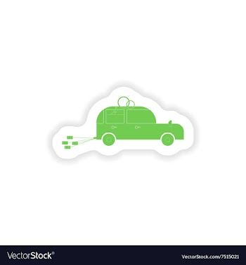 Paper sticker on white background bridegroom car vector image