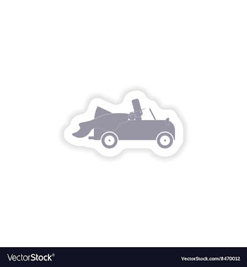 Paper sticker on white background bridegroom car vector image