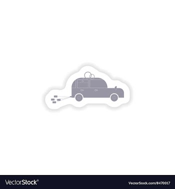 Paper sticker on white background bridegroom car vector image