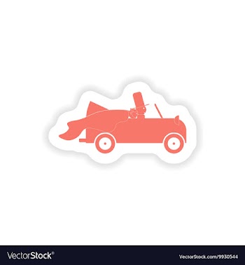 Paper sticker on white background bridegroom car vector image