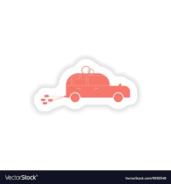 Paper sticker on white background bridegroom car vector image