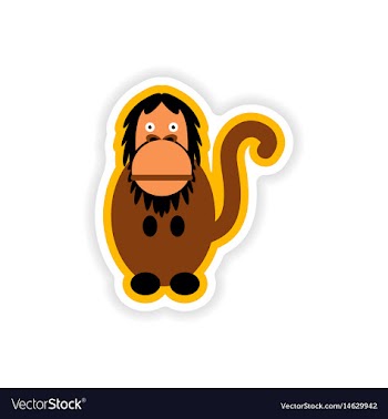 Paper sticker on white background bright gorilla vector image