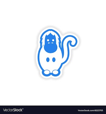Paper sticker on white background bright gorilla vector image