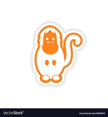 Paper sticker on white background bright gorilla vector image