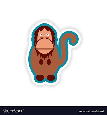 Paper sticker on white background bright gorilla vector image