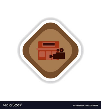 Paper sticker on white background building cinema vector image