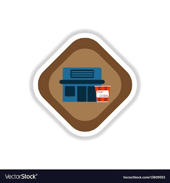 Paper sticker on white background building cinema vector image